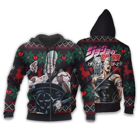 Divesart - Jean Pierre Polnareff Ugly Christmas Sweater and Hoodie Custom JoJo's Bizzare Adventure Anime Xmas Gifts